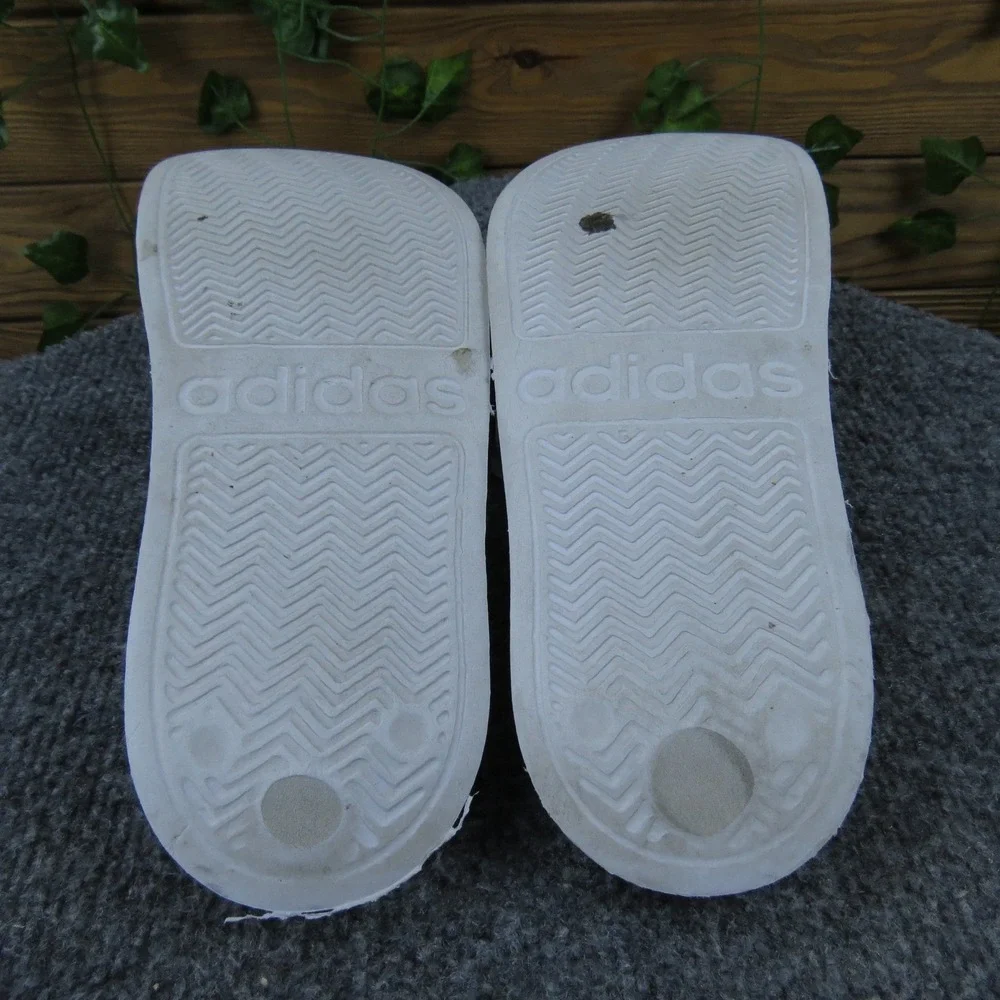 Adidas Adilette Cloudfoam Plus Slides Men's White Black Stripe‎ Size 6